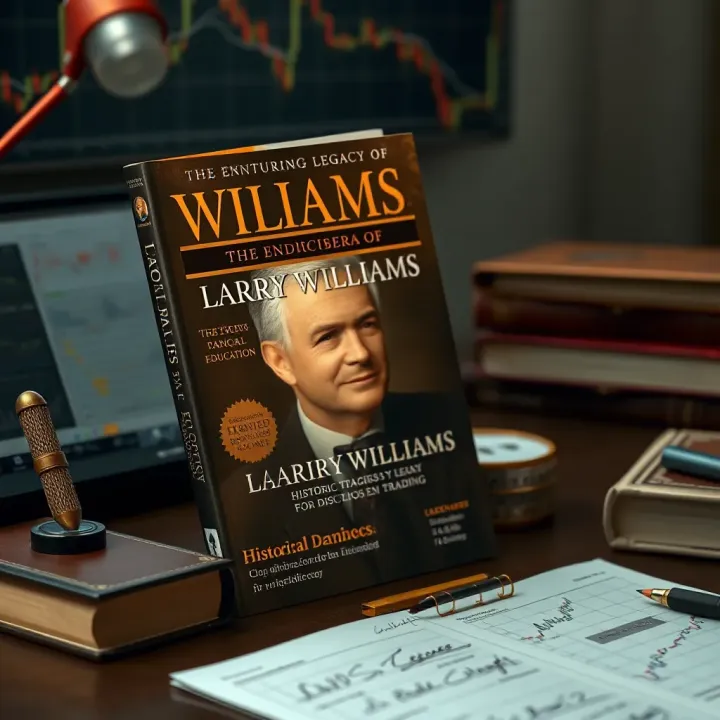 Historic trading book cover and financial notes on desk
