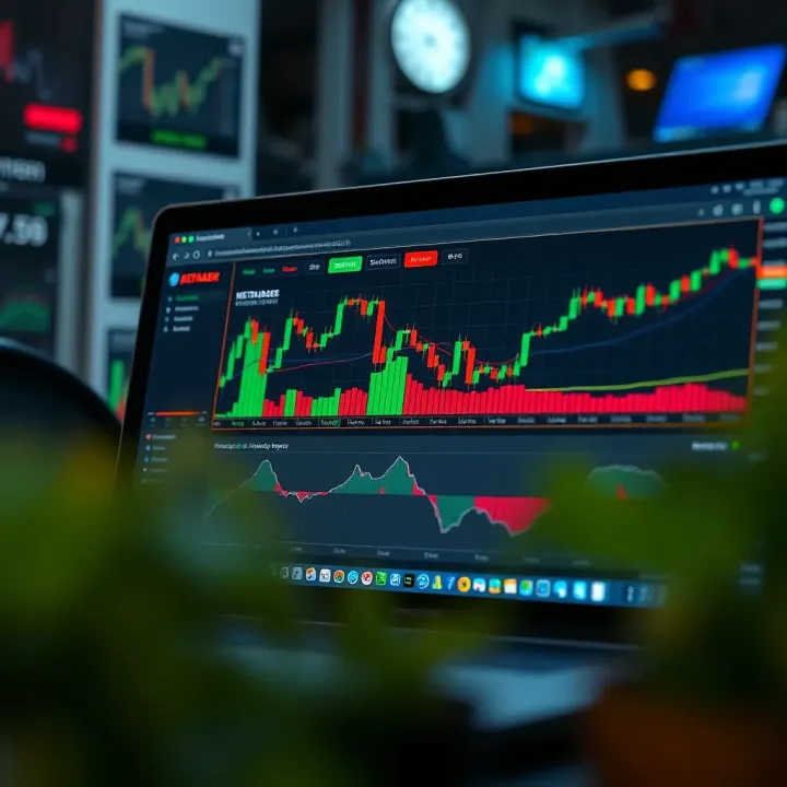 User interface of Metatrader Web showing financial charts and trading options on browser screen