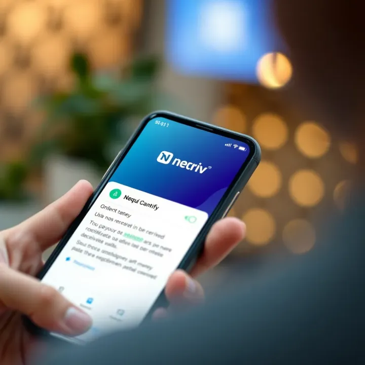 Mobile phone displaying Nequi app with confirmation of received funds