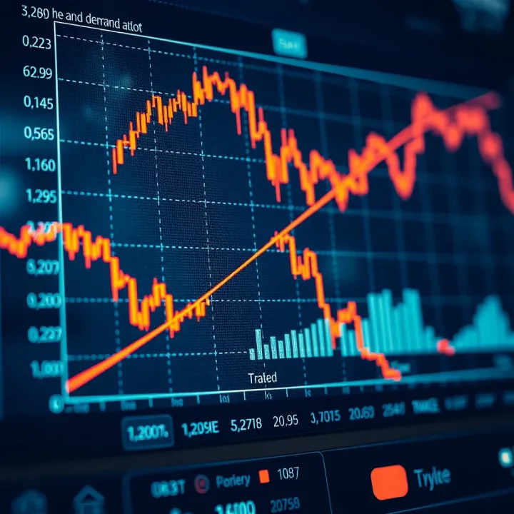 Graph showing the interaction of supply and demand curves impacting asset prices in trading markets