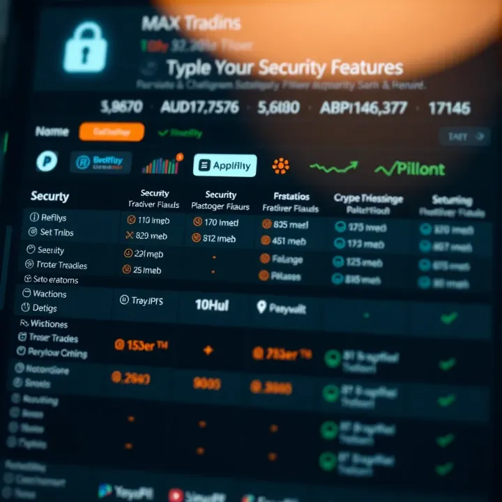 Comparison chart of cryptocurrency platforms' security features