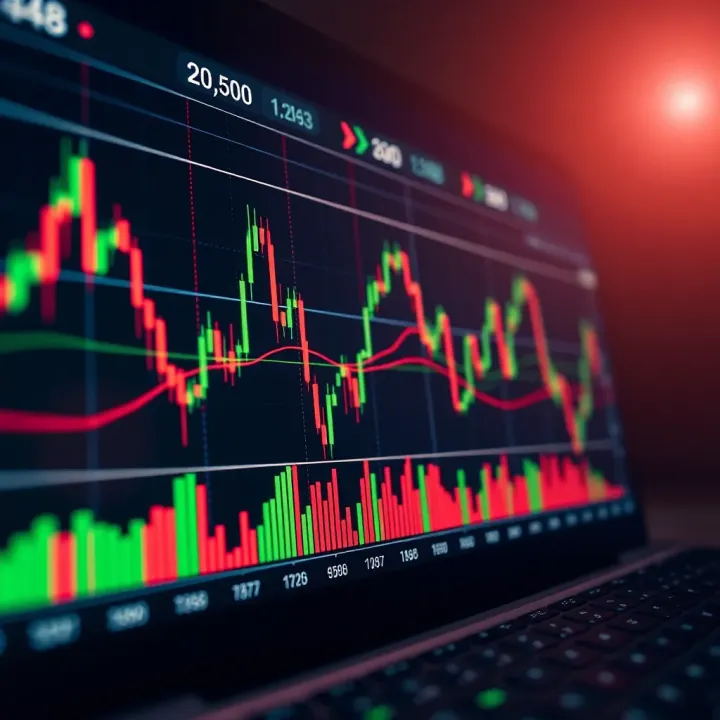 Graph displaying financial market trends on a digital trading platform