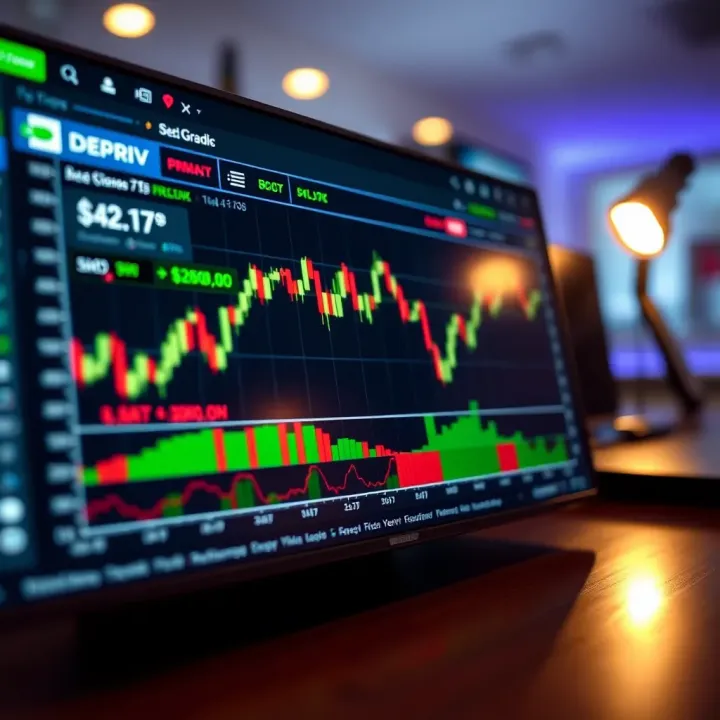 Graph showing trading performance and features of Deriv Broker platform in Colombia