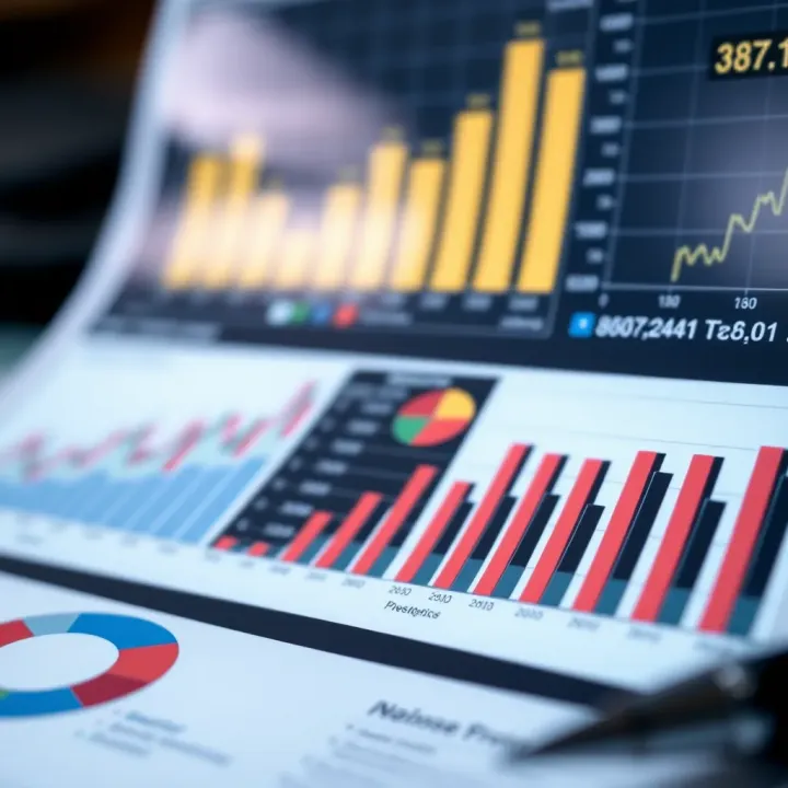Close-up of investment portfolio charts with key metrics