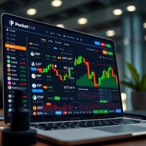 Interface of Pocket Options trading platform showing various assets and trading options