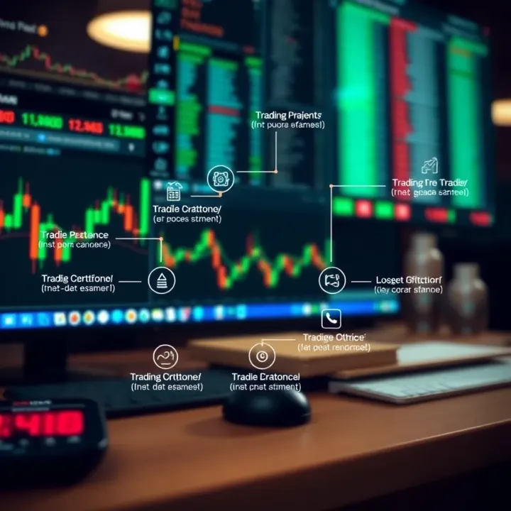 Graphical representation of trading tools and features available on Pocket Options