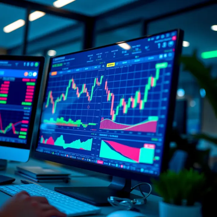 User interface of IQ Option platform showing trading charts and tools