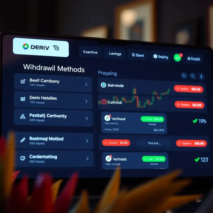 Overview of available withdrawal methods on Deriv interface