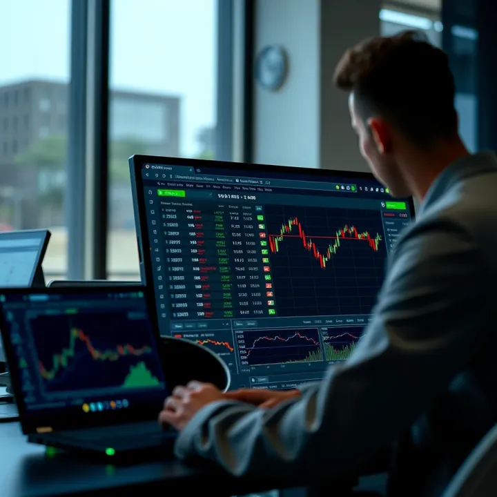 User interface of Quotex trading platform showing various financial assets and trading options