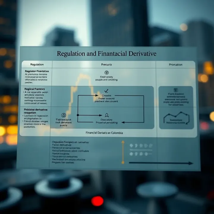 Diagram showing regulatory framework and risk factors associated with financial derivatives market in Colombia