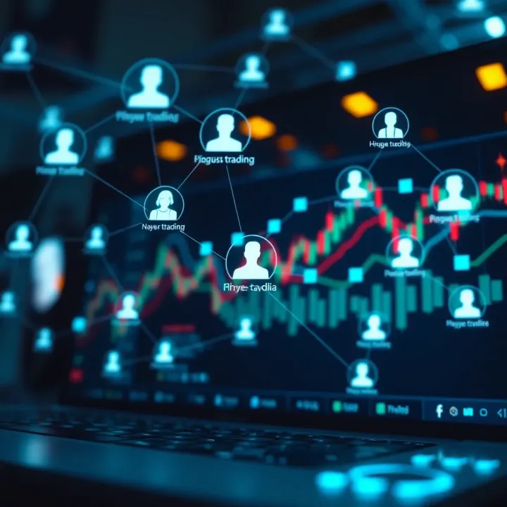 Conceptual representation of social trading with interconnected graphs and user profiles