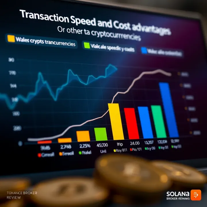 Comparison chart showing Solana's transaction speed and cost advantages over other cryptocurrencies