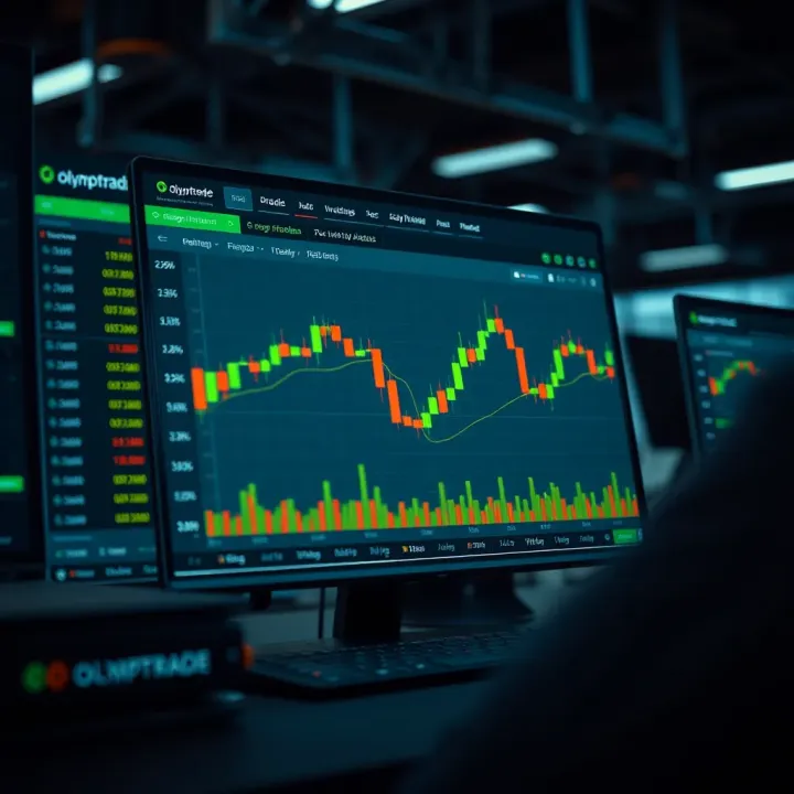 User interface of Olymptrade showing various financial assets available for trading