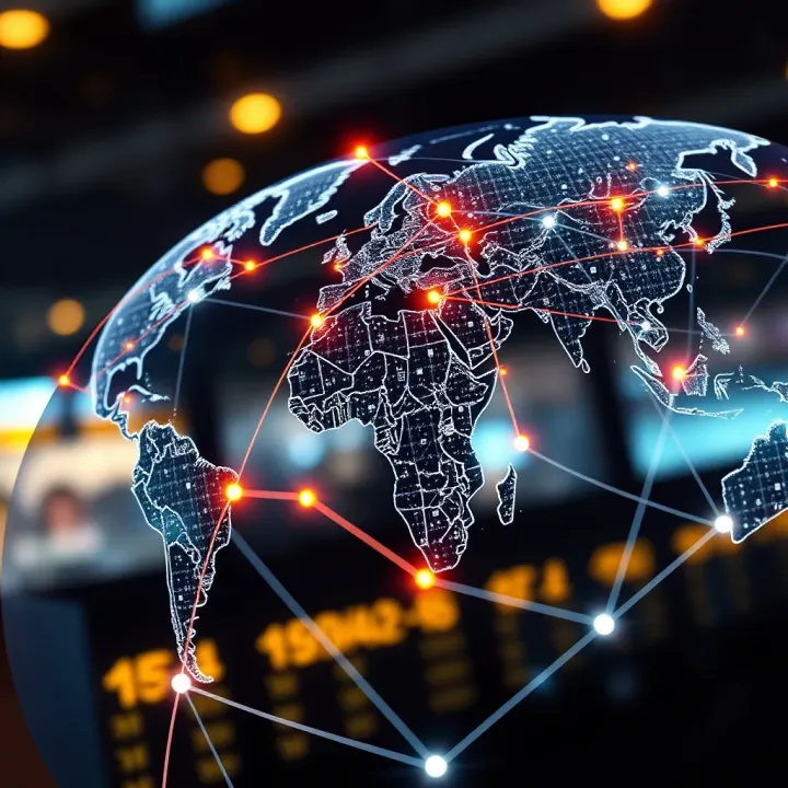 Global financial network connections symbolizing international brokerage services
