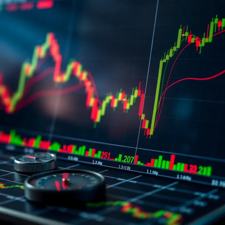 Trading Chart Illustrating Pip Movement and Risk Calculation Tools Trading chart highlighting pip movement and risk calculation tools