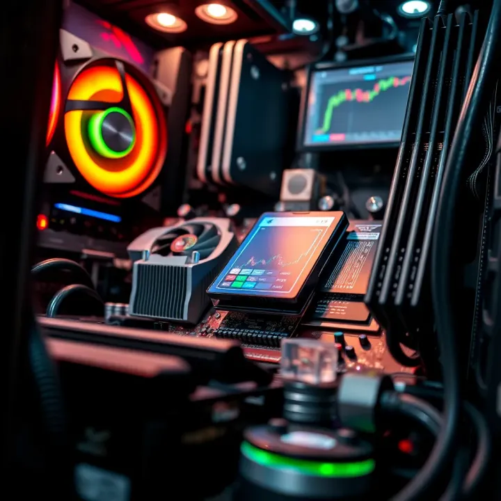 Close-up of computer motherboard and hardware components optimized for fast data processing