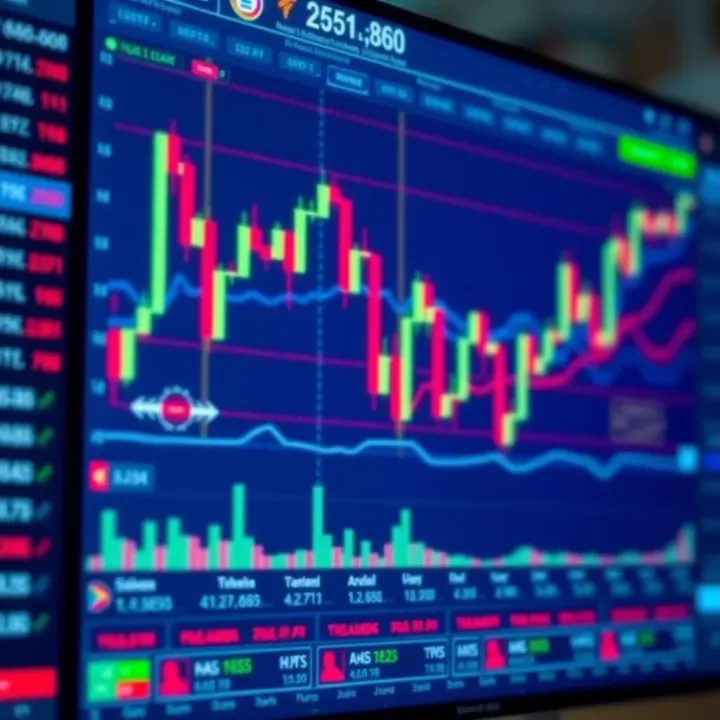 User interface of a trading platform showing stock charts and market data