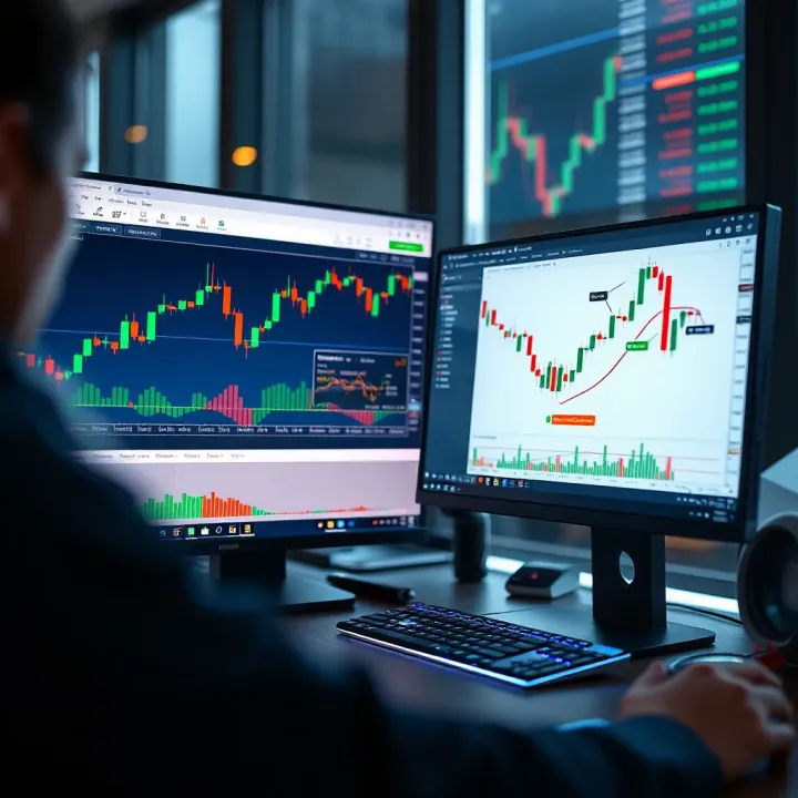 TradingView platform interface displaying various technical analysis tools and chart types integrated with Deriv trading platform