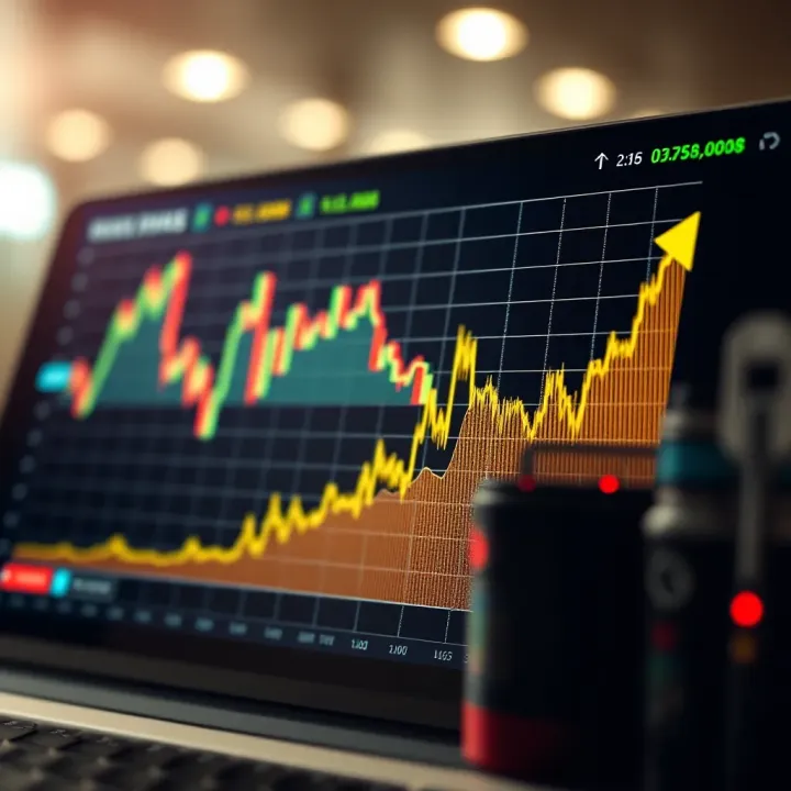 Graph showing rapid growth followed by sudden decline in financial markets