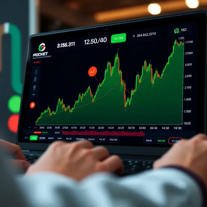 Graph displaying virtual profit and loss trends during Pocket Option demo account trading session
