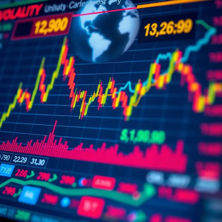 Illustration of financial chart with volatility index and investment strategy indicators